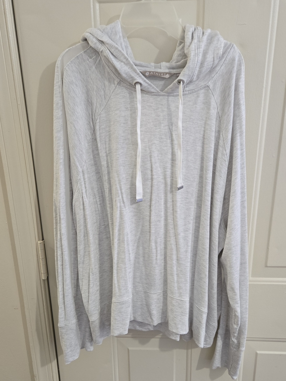 Athleta Open Hearted Hoodie Sweatshirt 2X Heather Gray Relaxed Athleisure Cozy